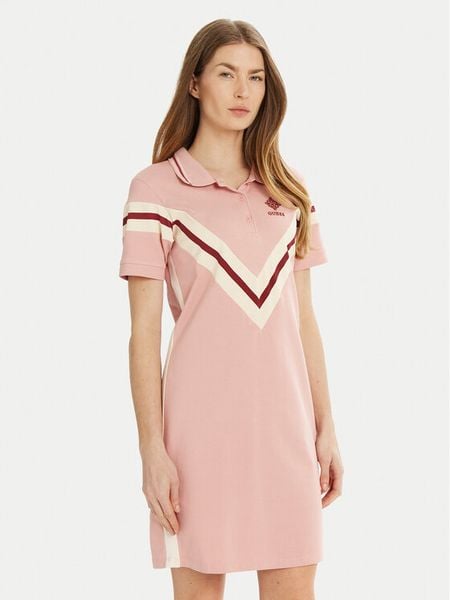 Guess Sukienka codzienna V5RK00 KCOK1 Różowy Regular Fit. Czerwone sukienki damskie Guess, na co dzień, m, z aplikacjami, z bawełny, bez kołnierzyka, bez ramiączek, proste. Za 189.99 zł.