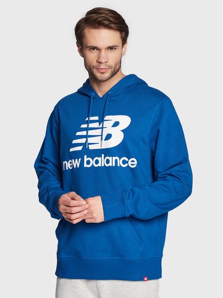 New Balance Bluza Essentials Stacked Logo MT03558 Niebieski Relaxed Fit. Niebieskie bluzy męskie New Balance, m, bez wzorów, z bawełny, bez ramiączek, bez kaptura. Za 139.99 zł.