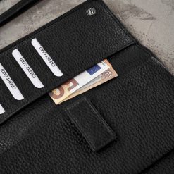 Paolo Peruzzi Portfel damski skórzany duży z miejscem na telefon kopertówka damska czarna T-141-BL. Czarne portfele damskie Paolo Peruzzi. Za 146.94 zł.