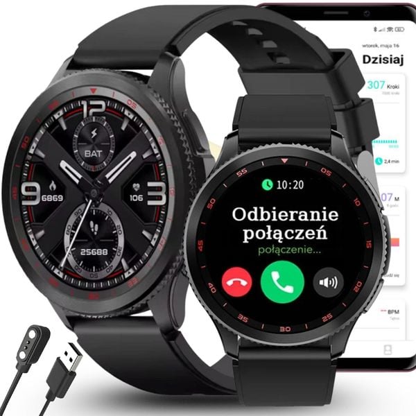 Smartwatch AMOLED Rozmowy Bluetooth Puls Ciśnienie Sport. Zegarki smartwatch Rubicon, bez wzorów. Za 250.00 zł.