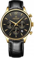 Zegarek Giewont Zegarek Męski Chronograph Sapphire Czarno Złoty GW6310-A4. Czarne zegarki męskie Giewont, bez wzorów, złote. Za 213.53 zł.
