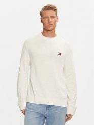 Tommy Jeans Sweter Badge DM0DM20706 Biały Regular Fit. Białe swetry męskie Tommy Jeans, m, bez wzorów, z jeansu, bez kołnierzyka, bez ramiączek. Za 319.99 zł.