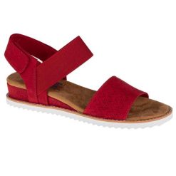 Sandały damskie, Desert Kiss. Szare sandały damskie Skechers, bez wzorów, bez obcasa, bez zapięcia. Za 199.99 zł.