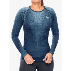 Bluza termoaktywna damska Odlo Performance Warm Blackcomb BL Top Crew Neck LS. Niebieskie bluzy damskie ODLO, bez wzorów, sportowe, bez ramiączek, bez kaptura. Za 297.99 zł.