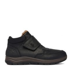 Botki Rieker. Czarne botki męskie Rieker, bez wzorów, bez obcasa, bez zapięcia. Za 459.99 zł.