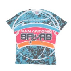 Koszulka San Antonio Spurs NBA Jumbotron Submimated. Niebieskie bluzki damskie Mitchell & Ness, bez wzorów, sportowe, bez kołnierzyka, bez ramiączek. Za 252.50 zł.