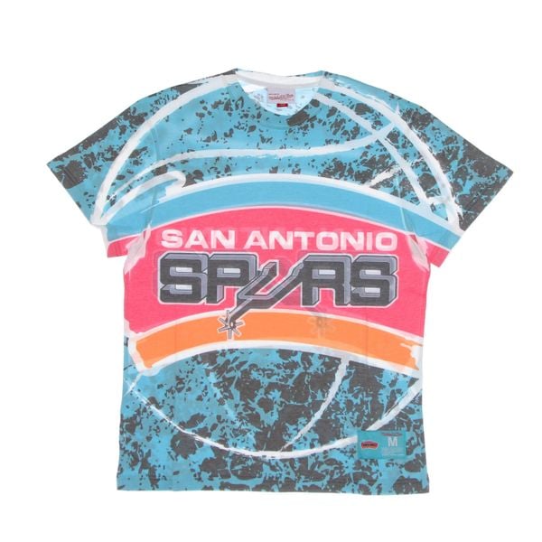 Koszulka San Antonio Spurs NBA Jumbotron Submimated. Niebieskie bluzki damskie Mitchell & Ness, bez wzorów, sportowe, bez kołnierzyka, bez ramiączek. Za 252.50 zł.