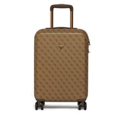 Walizka kabinowa Guess. Brązowe walizki damskie Guess, z aplikacjami. Za 699.99 zł.