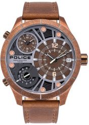 Zegarek Police Police PL15662XSQR1 zegarek męski brązowy 52 mm. Brązowe zegarki męskie Police, bez wzorów. Za 599.63 zł.