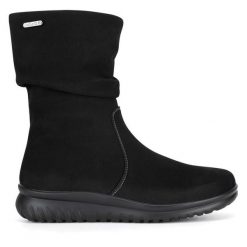 Botki Go Soft. Czarne botki damskie GO SOFT, bez wzorów, bez obcasa, na płaskiej podeszwie, bez zapięcia. Za 229.99 zł.