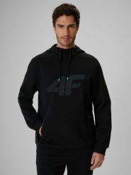 4F Bluza dresowa regular z kapturem męska - czarna S. Czarne bluzy męskie 4F, m, bez wzorów, z dresówki, bez ramiączek, z kapturem. Za 199.99 zł.