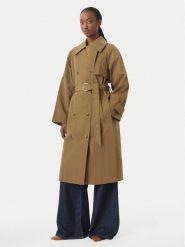 MICHAEL Michael Kors Trencz MS620FLKMY Khaki Oversize. Brązowe płaszcze damskie MICHAEL Michael Kors, m, bez wzorów, z bawełny, bez kołnierzyka, bez kaptura. Za 1,779.00 zł.
