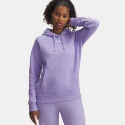 Bluza Under Armour Rival Fleece Hoodie. Fioletowe bluzy damskie Under Armour, na zimę, bez wzorów, bez ramiączek, bez kaptura. Za 149.99 zł.