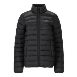 Damska kurtka puchowa Whistler Arubi. Czarne kurtki sportowe damskie Whistler, bez wzorów, z puchu, bez ramiączek, bez kaptura, trekkingowe. Za 265.50 zł.