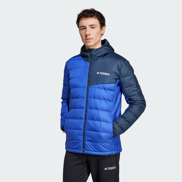 Kurtka Terrex Multi Light Down Hooded. Fioletowe kurtki męskie Adidas, l, bez wzorów, z materiału, sportowe, bez kaptura. W wyprzedaży za 567.45 zł.