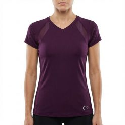 Koszulka treningowa GLEER damska. Fioletowe bluzki damskie ELPLAYER, bez wzorów, z elastanu, sportowe, bez kołnierzyka, bez ramiączek. W wyprzedaży za 60.00 zł.