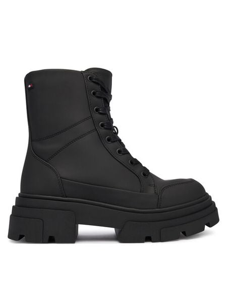Tommy Hilfiger Trzewiki Tommytech Water Repellent Laceup FW0FW09161 Czarny. Czarne botki damskie Tommy Hilfiger, bez wzorów, ze skóry, bez obcasa, na płaskiej podeszwie, bez zapięcia. Za 599.99 zł.