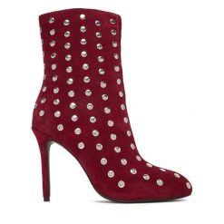 Botki Eva Minge. Czerwone botki damskie Eva Minge, bez wzorów, bez obcasa, na szpilce, bez zapięcia. Za 329.99 zł.