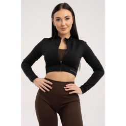 Bluza fitness damska Gym Glamour bezszwowa rozpinana. Czarne bluzy damskie GYM GLAMOUR, m, bez wzorów, glamour, bez ramiączek, bez kaptura. Za 159.99 zł.