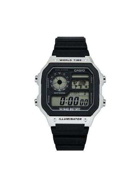 Casio Zegarek AE-1200WH-1CVEF Czarny. Czarne, cyfrowe zegarki męskie Casio, bez wzorów. Za 242.99 zł.