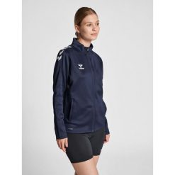 Bluza sportowa damska Hummel half zip Core XK. Niebieskie bluzy damskie Hummel, xs, bez wzorów, z dresówki, sportowe, bez ramiączek, bez kaptura. Za 212.50 zł.