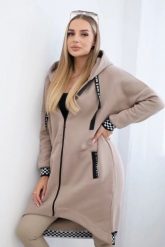 Bluza na suwak z kapturem ciemno beżowa. Brązowe bluzy damskie KESI, l, bez wzorów, z bawełny, eleganckie, bez ramiączek, z kapturem. Za 355.46 zł.