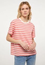 Mustang Mustang damska koszulka t-shirt ALINA C STRIPED 1013785 12434 XS. Bluzki damskie Mustang, xs, bez wzorów, bez kołnierzyka, bez ramiączek. Za 119.99 zł.