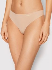 Calvin Klein Underwear Stringi 0000D3428E Beżowy. Brązowe majtki damskie Calvin Klein Underwear, z syntetyku. Za 49.99 zł.