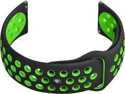 Pasek gumowy do smartwatch U11 - czarny/zielony - 20mm. Czarne zegarki smartwatch NoName, bez wzorów, z gumy. Za 35.27 zł.