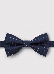 Granatowa mucha w mikrowzór P23SF-MX-002-G-0. Białe krawaty i muchy Pako Lorente, bez wzorów, eleganckie. Za 9.99 zł.