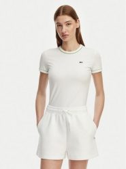 Lacoste T-Shirt TF5289 Biały Slim Fit. Białe t-shirty damskie Lacoste, bez wzorów, z bawełny, bez kołnierzyka, bez ramiączek. Za 319.99 zł.