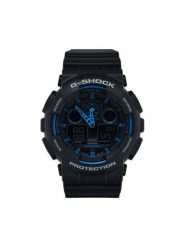 G-Shock Zegarek GA-100-1A2ER Czarny. Czarne zegarki męskie G-Shock, bez wzorów. Za 449.99 zł.