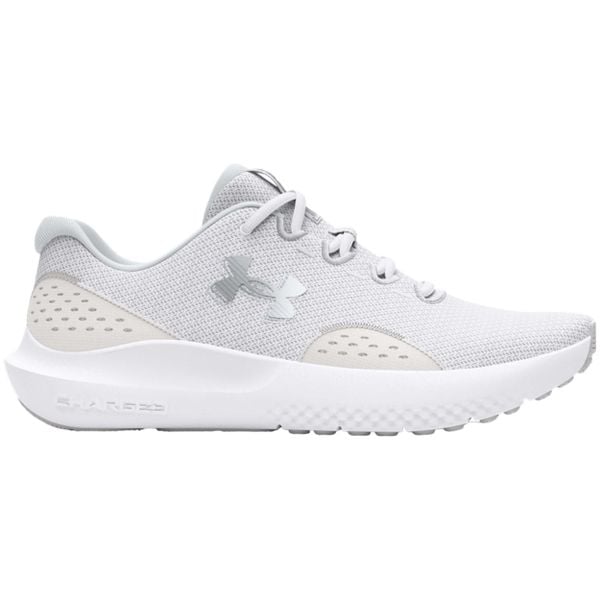 Buty sportowe dla kobiet UNDER ARMOUR UA CHARGED SURGE 4. Białe obuwie sportowe damskie Under Armour, bez wzorów, z syntetyku, bez zapięcia, do biegania. Za 204.99 zł.