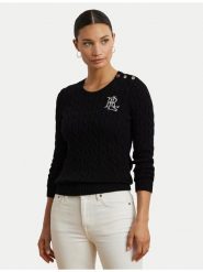 Lauren Ralph Lauren Sweter 200932223001 Czarny Slim Fit. Czarne swetry nierozpinane damskie Lauren Ralph Lauren, xs, bez wzorów, z bawełny, bez kołnierzyka, bez ramiączek. Za 549.99 zł.