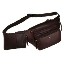 Skórzana nerka męska w brązowym kolorze z kieszeniami i etui na klucze - Peterson. Brązowe saszetki i nerki męskie Peterson, bez wzorów, ze skóry. Za 169.99 zł.