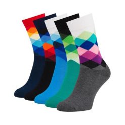 Wielokolorowy zestaw skarpet męskich w rozmiarze 40-45 wykonanych z bawełny i poliestru Peterson PTN SML-S5-40-45-RO1. Skarpety męskie Peterson, bez wzorów, z bawełny. Za 69.99 zł.