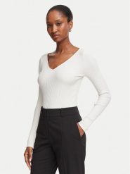 HUGO Bluzka Dumille 50571224 Biały Slim Fit. Białe bluzki damskie Hugo, xs, bez wzorów, z bawełny, bez kołnierzyka, bez ramiączek. Za 399.99 zł.