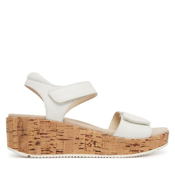 Sandały Ara. Białe sandały damskie Ara, bez wzorów, bez obcasa, na koturnie, bez zapięcia. Za 386.99 zł.