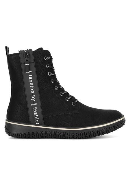 Rieker Trzewiki Z4218-00 Czarny. Czarne botki damskie Rieker, bez wzorów, ze skóry, bez obcasa, na płaskiej podeszwie, bez zapięcia. Za 272.99 zł.