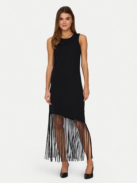 ONLY Sukienka codzienna Zinna 15325497 Czarny Regular Fit. Czarne sukienki damskie ONLY, na co dzień, xs, bez wzorów, z bawełny, bez kołnierzyka, bez ramiączek, proste. Za 99.99 zł.