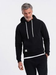Bluza męska dresowa kangurka z kapturem - czarna V5 OM-SSBN-0177 - XXL. Czarne bluzy męskie Ombre Clothing, l, z aplikacjami, z bawełny, z kapturem. Za 77.99 zł.
