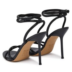 Sandały Aldo. Czarne sandały damskie Aldo, bez wzorów, bez obcasa, na szpilce, bez zapięcia. Za 419.99 zł.