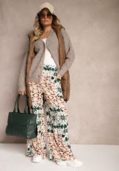 Zielono-Beżowe Wiskozowe Spodnie z Szerokimi Nogawkami w Abstrakcyjny Print Averora. Zielone spodnie materiałowe damskie Renee, bez wzorów, z jeansu, eleganckie, z podwyższonym stanem. Za 69.99 zł.