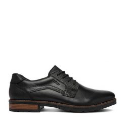 Półbuty Rieker. Czarne buty wizytowe męskie Rieker, bez wzorów, bez obcasa, bez zapięcia. Za 429.99 zł.