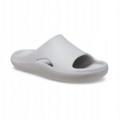 Klapki Dla Dorosłych Crocs Mellow Recovery Slide. Szare klapki damskie Crocs, bez wzorów, z materiału, bez zapięcia. Za 159.99 zł.