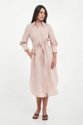 Sukienka lniana szmizjerka Calle MARELLA SPORT. Sukienki damskie Marella Sport, bez wzorów, sportowe, bez kołnierzyka, bez ramiączek, sportowe. Za 1,649.00 zł.