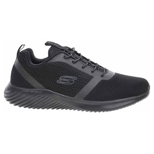 Buty do chodzenia męskie Skechers Bounder. Czarne buty sportowe męskie Skechers, bez wzorów, z materiału, bez zapięcia, trekkingowe. Za 288.00 zł.