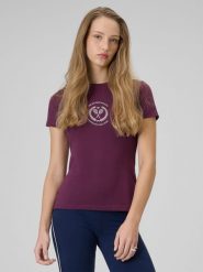 4F T-shirt slim z nadrukiem damski - czerwony XXL. Czerwone t-shirty damskie 4F, uniwersalny, bez wzorów, z bawełny, bez kołnierzyka, bez ramiączek. Za 59.99 zł.