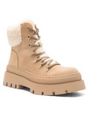 DeeZee Trzewiki QUEENIE SWS6151-03 Beżowy. Brązowe botki damskie DeeZee, bez wzorów, z materiału, bez obcasa, na płaskiej podeszwie, bez zapięcia. Za 199.99 zł.