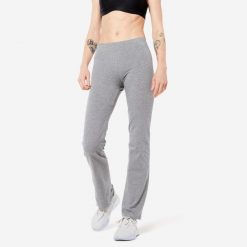 Legginsy fitness damskie Domyos Fit+ 500 regular. Szare legginsy damskie DOMYOS, bez wzorów, z bawełny. Za 49.99 zł.